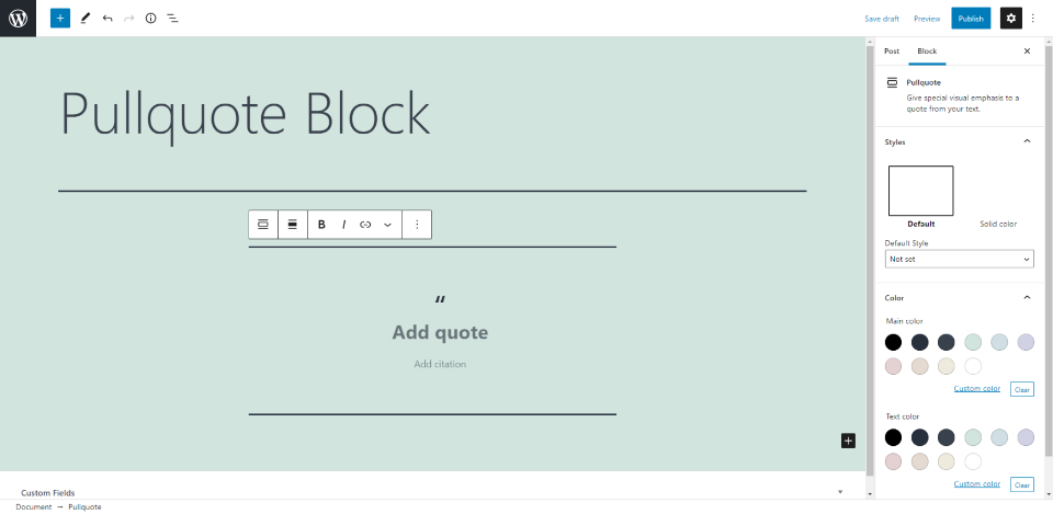 Cara Menambahkan Blok Pullquote ke Postingan atau Halaman Anda