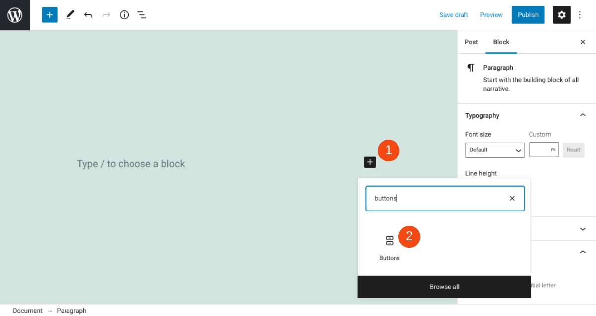 Menambahkan blok Tombol di WordPress.