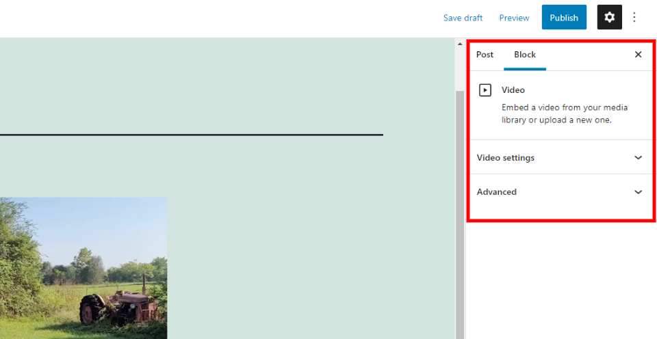 Videoblockeinstellungen