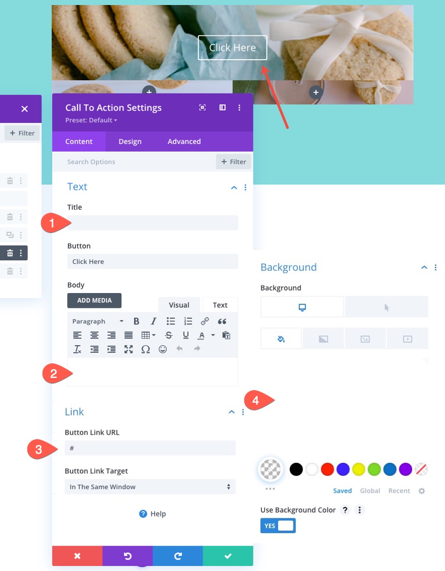tata letak kotak gambar responsif divi dengan CTA dan overlay arahkan