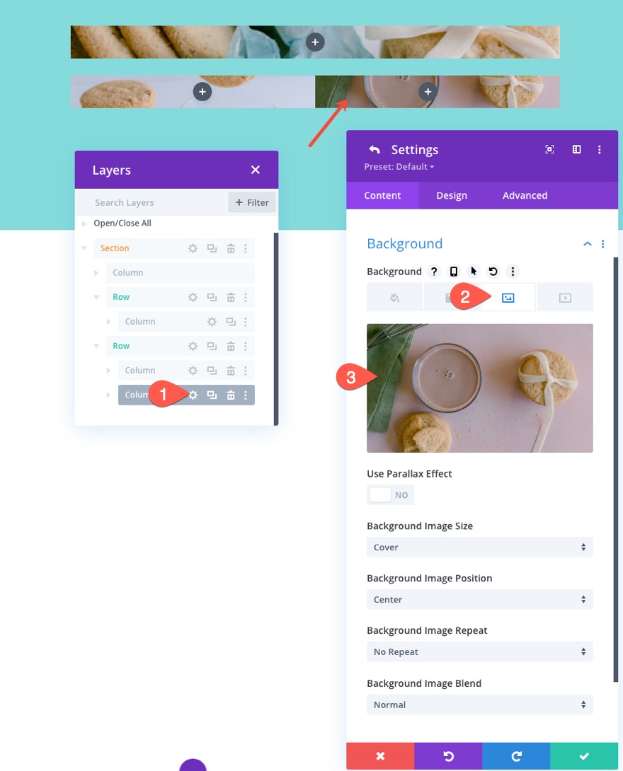 tata letak kotak gambar responsif divi dengan CTA dan overlay arahkan