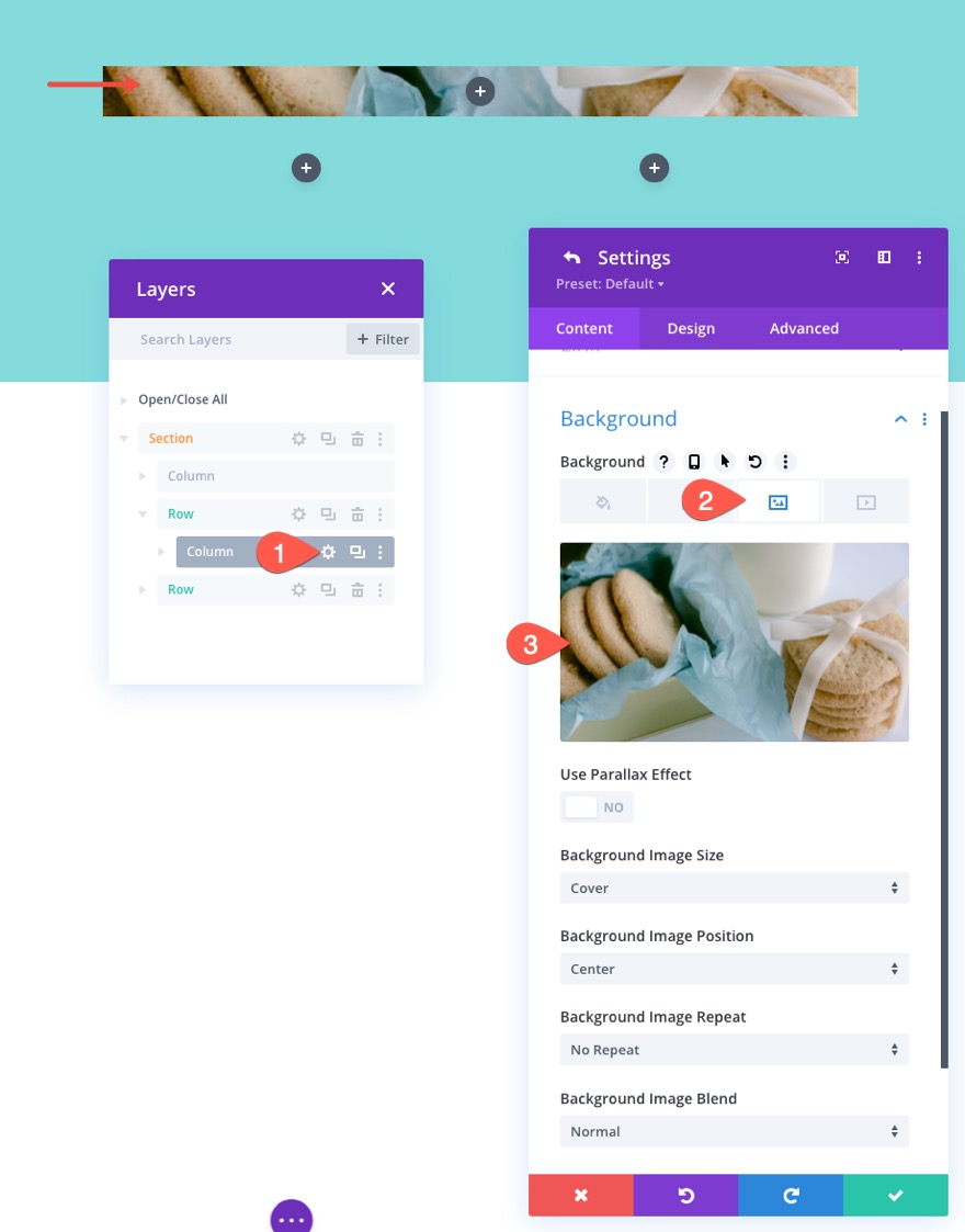 tata letak kotak gambar responsif divi dengan CTA dan overlay arahkan