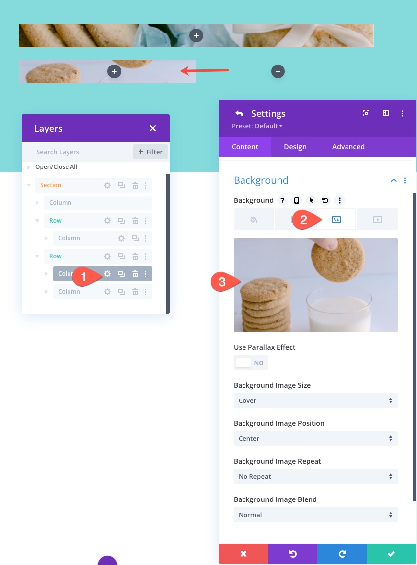 tata letak kotak gambar responsif divi dengan CTA dan overlay arahkan