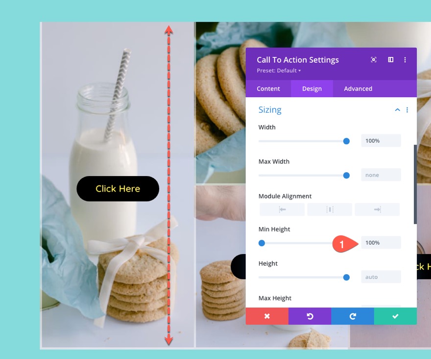 tata letak kotak gambar responsif divi dengan CTA dan overlay arahkan