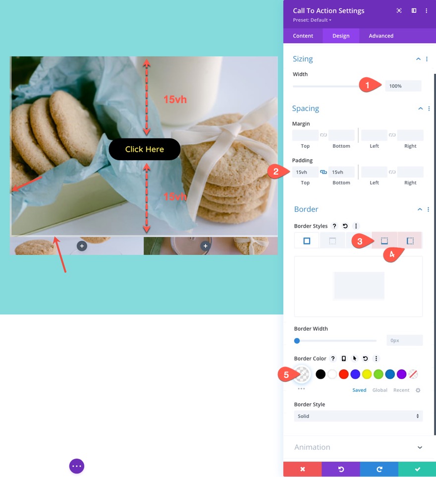 tata letak kotak gambar responsif divi dengan CTA dan overlay arahkan