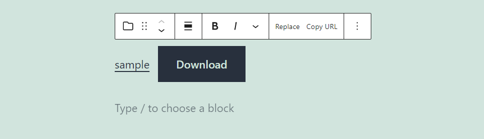 Barre d'outils de bloc de fichiers