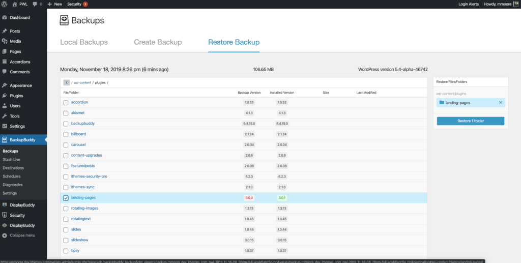 Direktori Plugin BackupBuddy Restore