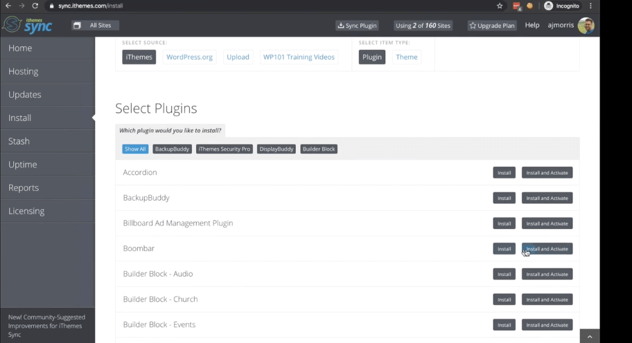 iThemes Hosting and Sync kullanarak web sitelerine birden fazla eklenti yükleme