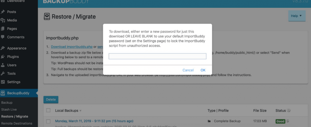 importare la password dell'amico
