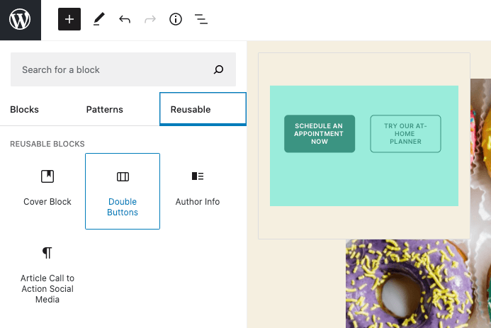 Tab blok WordPress yang dapat digunakan kembali