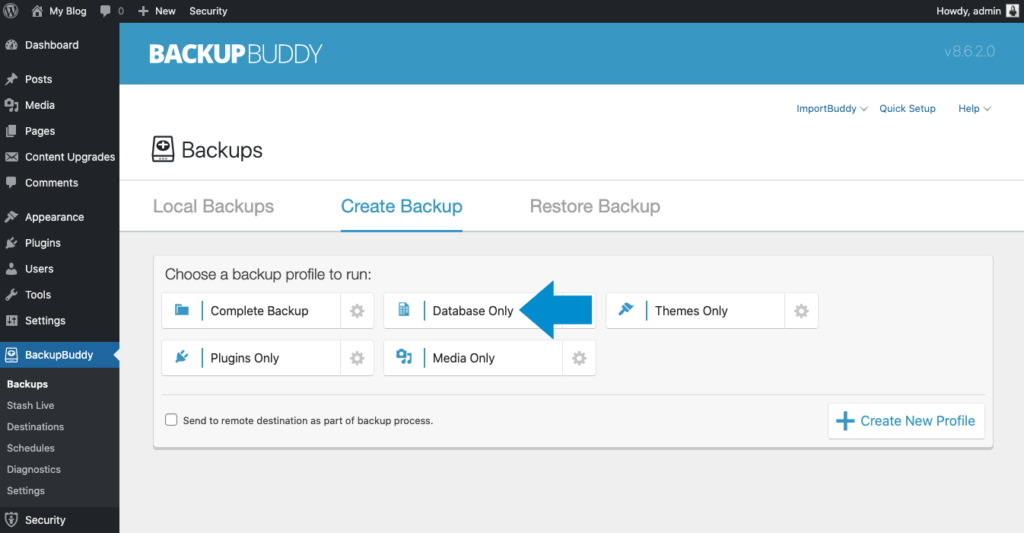 cadangan basis data wordpress