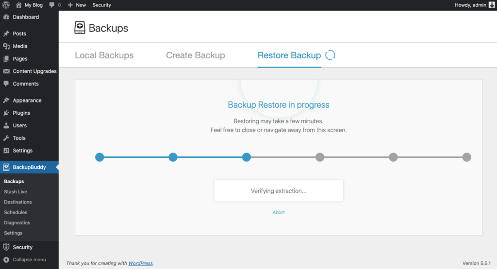 pulihkan basis data wordpress