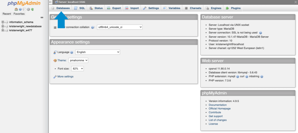 database phpMyAdmin