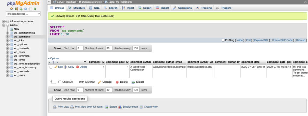 tabel database wordpress diperluas
