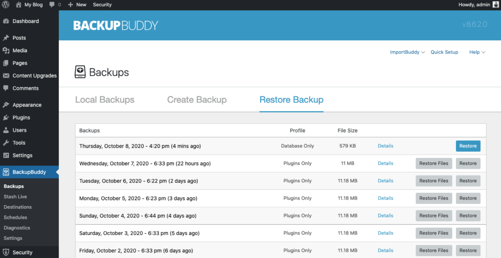 pemulihan basis data wordpress
