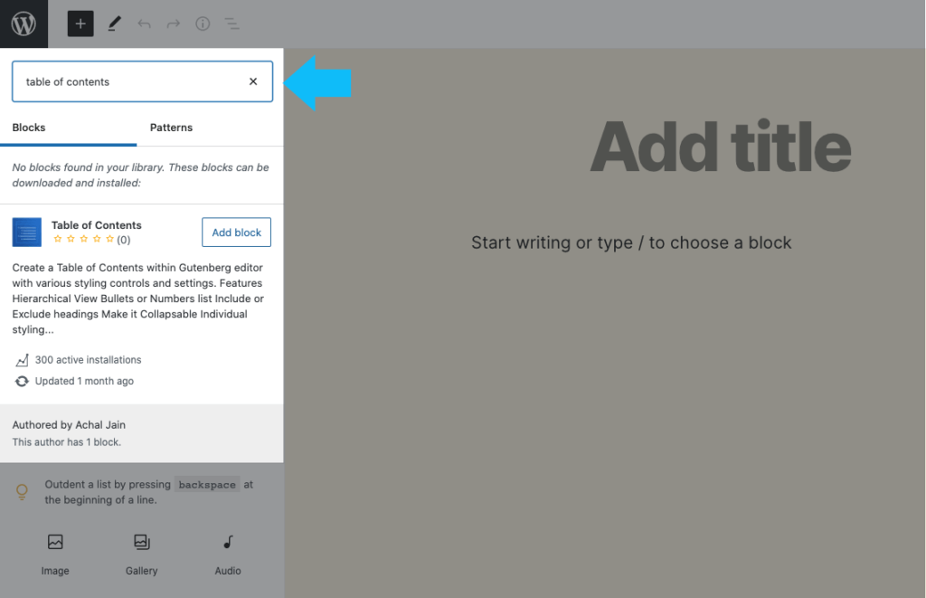 搜索 wordpress 块