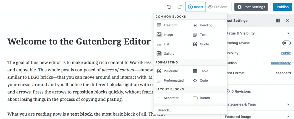 古腾堡 WordPress 编辑器