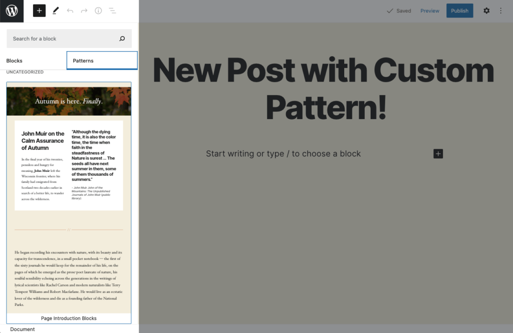 自定義 WordPress 塊模式