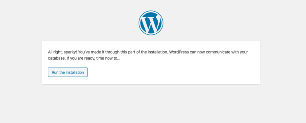 installazione di wordpress eseguita