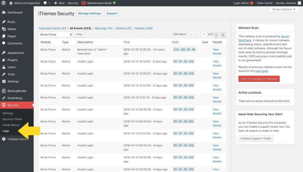 ปลั๊กอินบันทึกการรักษาความปลอดภัย wordpress