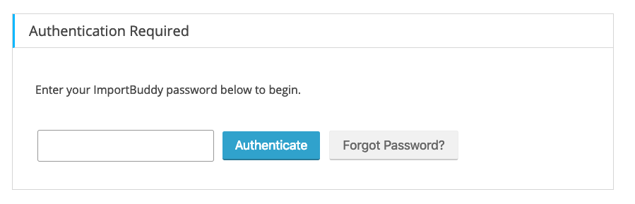 Ripristino BackupBuddy - ImportBuddy Password