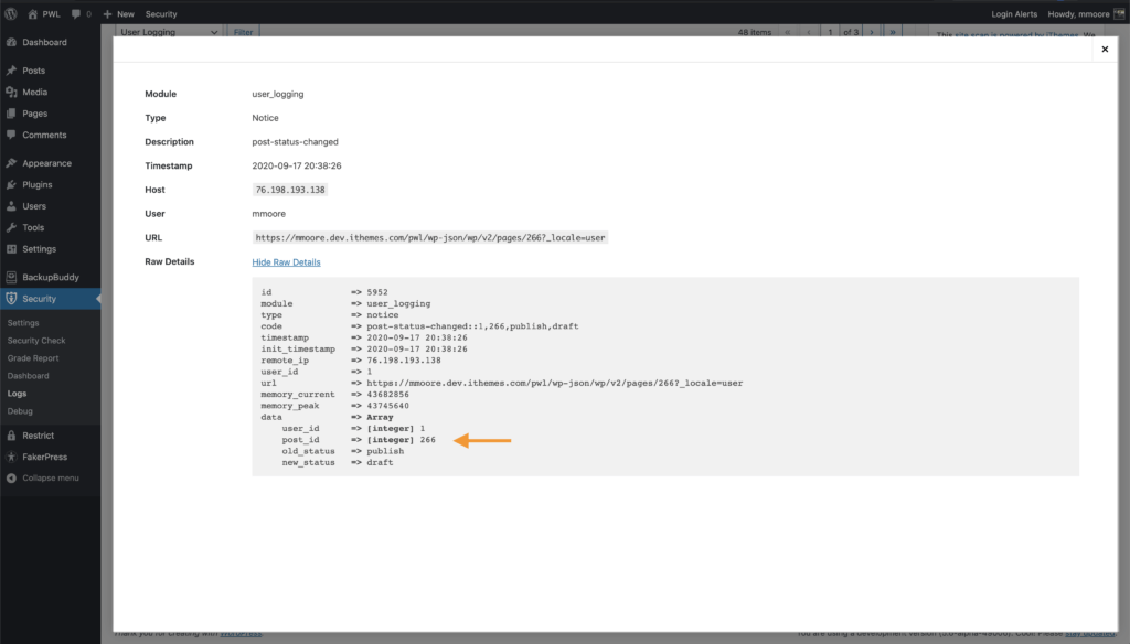 Änderungen an der Benutzerprotokollierung von WordPress Security