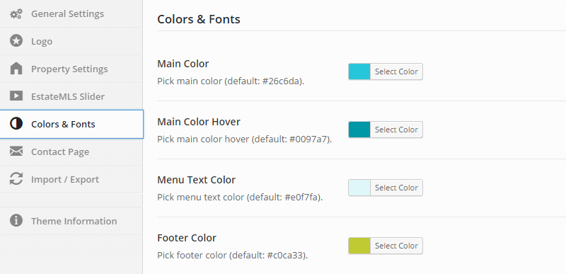 Panoul de control EstateLMS