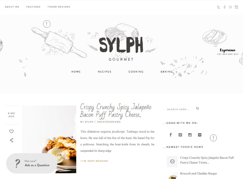 Sylph Începe un blog alimentar