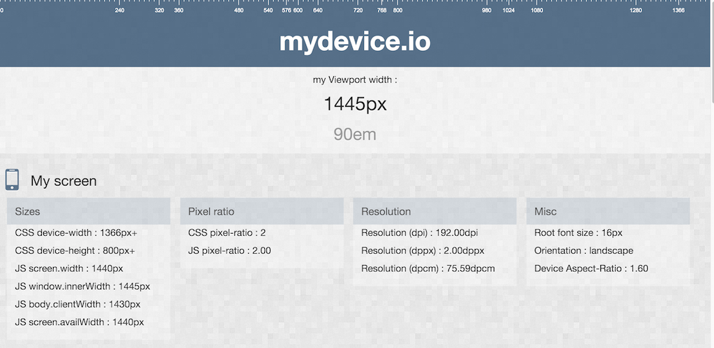 mydevice.io informações da tela do seu dispositivo