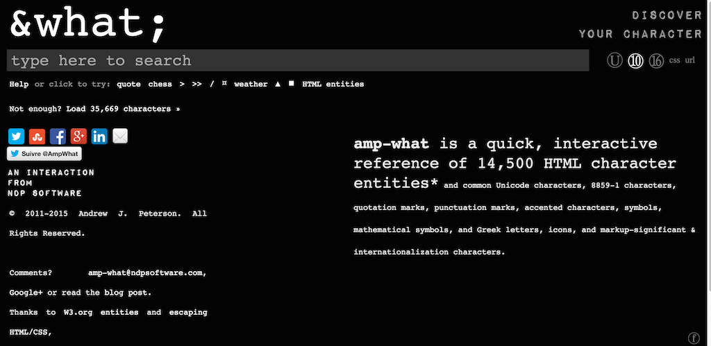 -what Descubra entidades de caracteres HTML Unicode