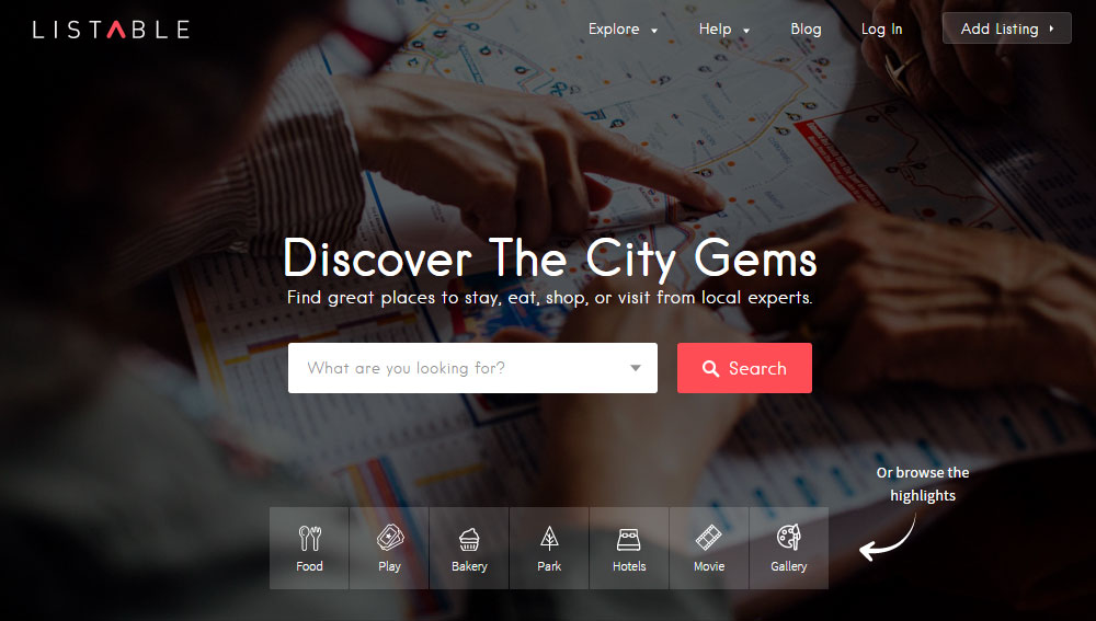 Pagina principală listată cu revizuirea temei listate