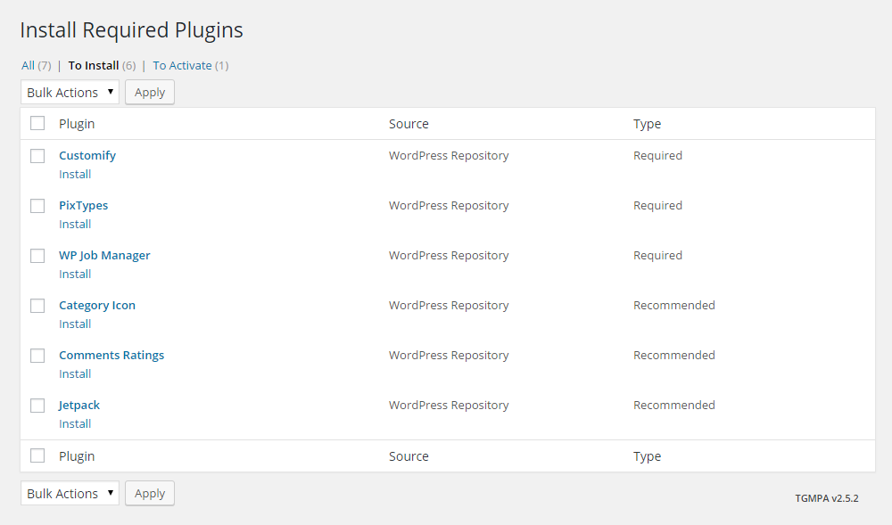 Pluginuri tematice listabile