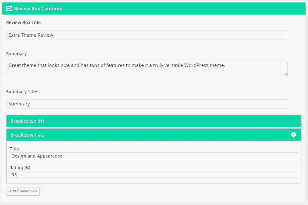 Casetă de revizuire suplimentară a temei WordPress