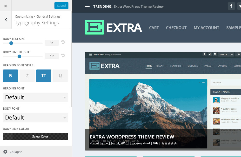 Personalizare suplimentară a revizuirii temei WordPress Tipografie