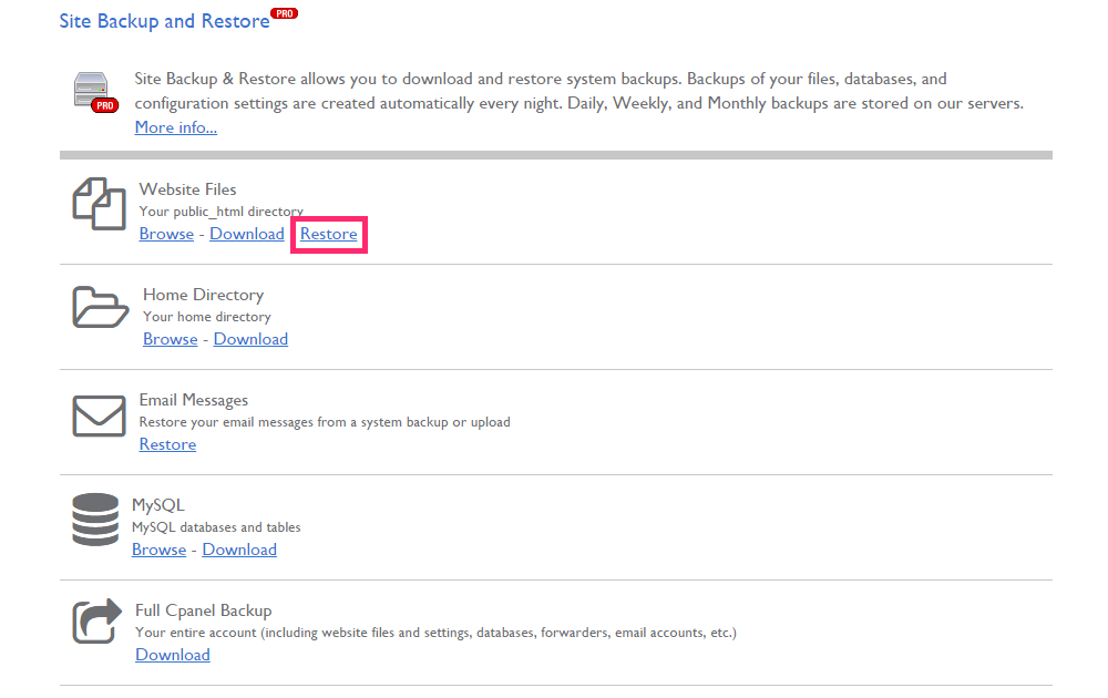 Backups wiederherstellen