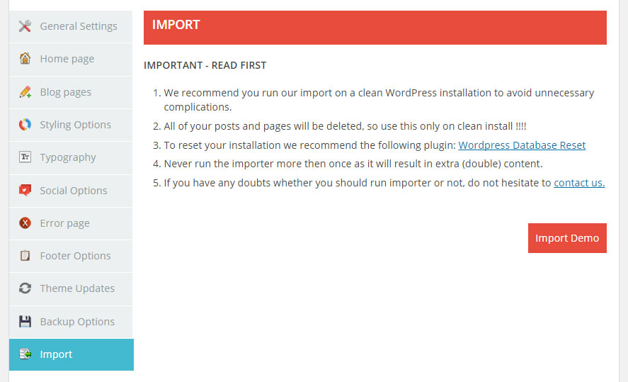 Brixton WordPress Tema İnceleme İçe Aktarma