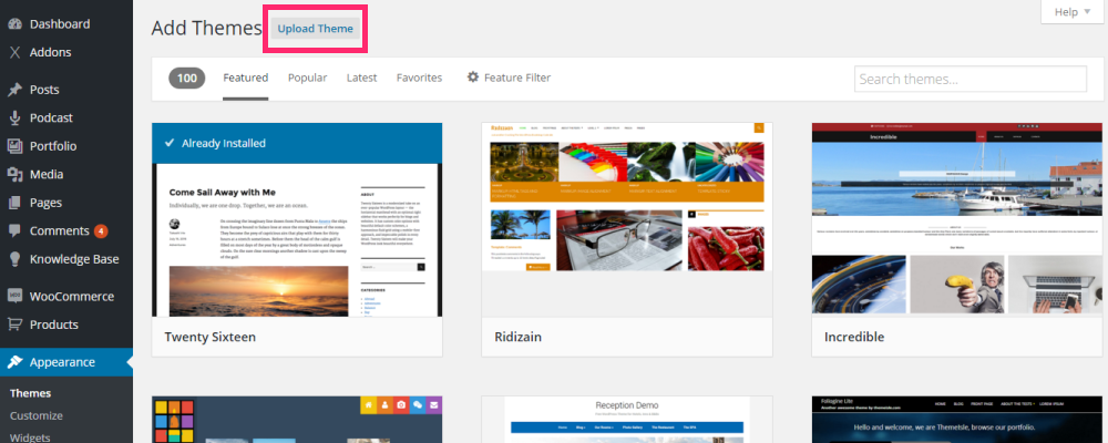 Butonul Încărcare temă