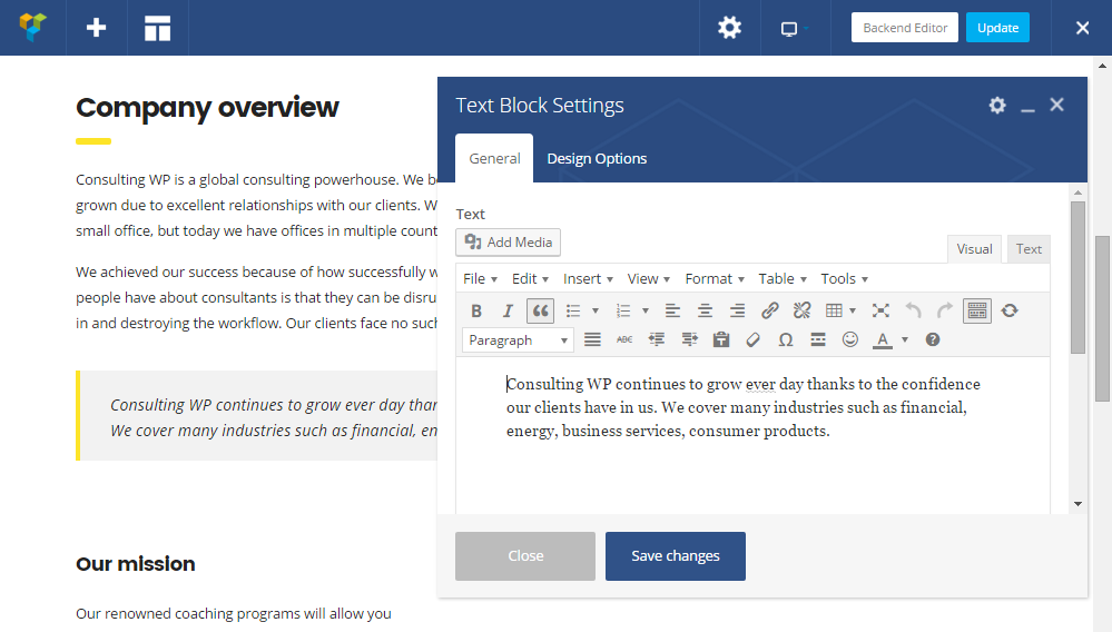 ให้คำปรึกษา WordPress Theme Review - Visual Composer