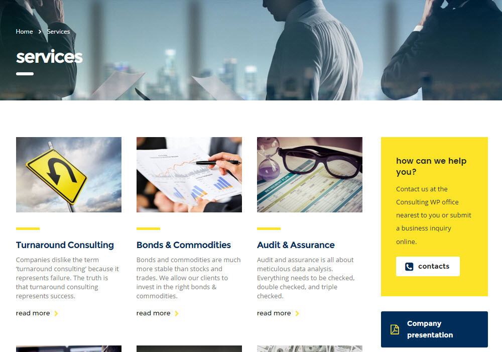 ให้คำปรึกษา WordPress Theme Review - Services Grid