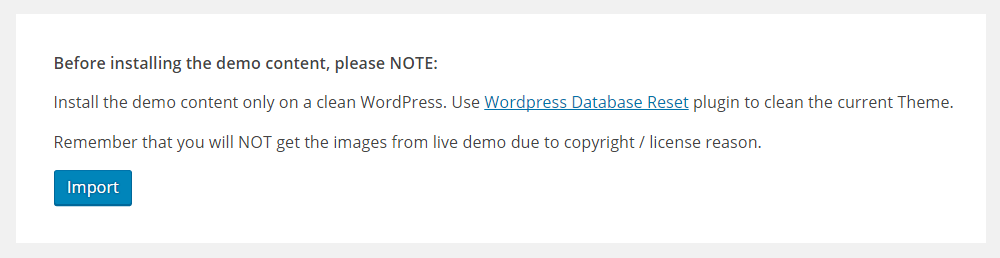 ให้คำปรึกษา WordPress Theme Review - นำเข้าสาธิต