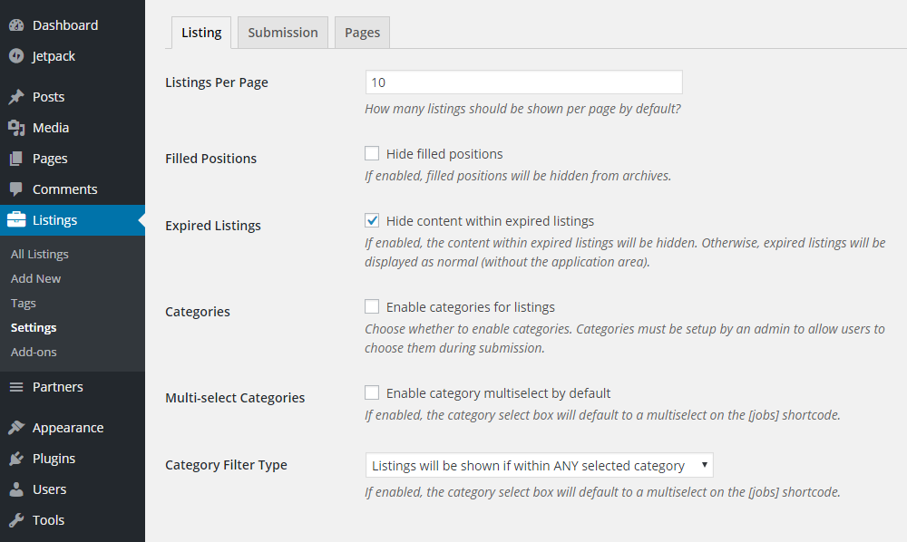 ClassyAds WordPress Theme Einstellungen für die Überprüfung von Einträgen