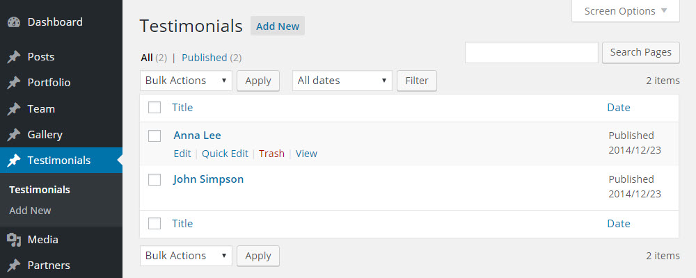 SOHO WordPress Theme Review Demo-Inhalte