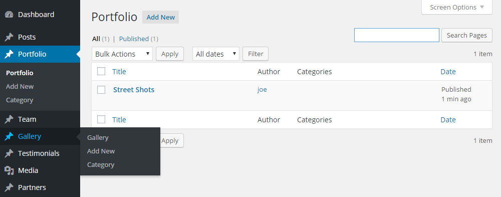 SOHO WordPress Theme Review benutzerdefinierter Beitragstypen