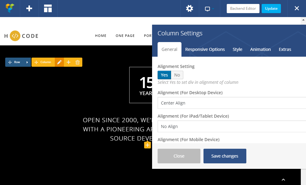 Examen du thème H-Code Visual Composer Front-End