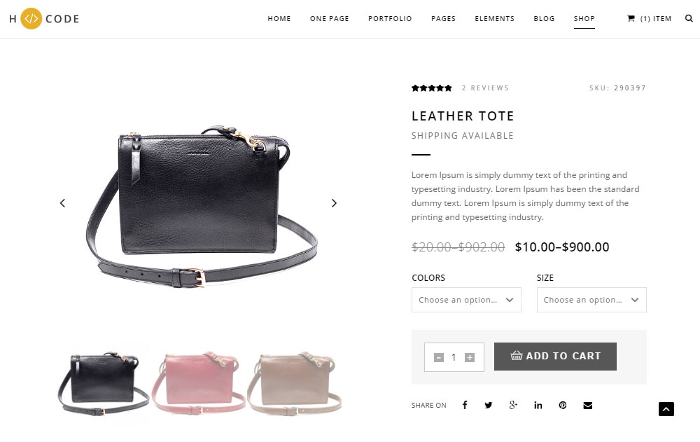 Examen du thème H-Code Produit unique de commerce électronique