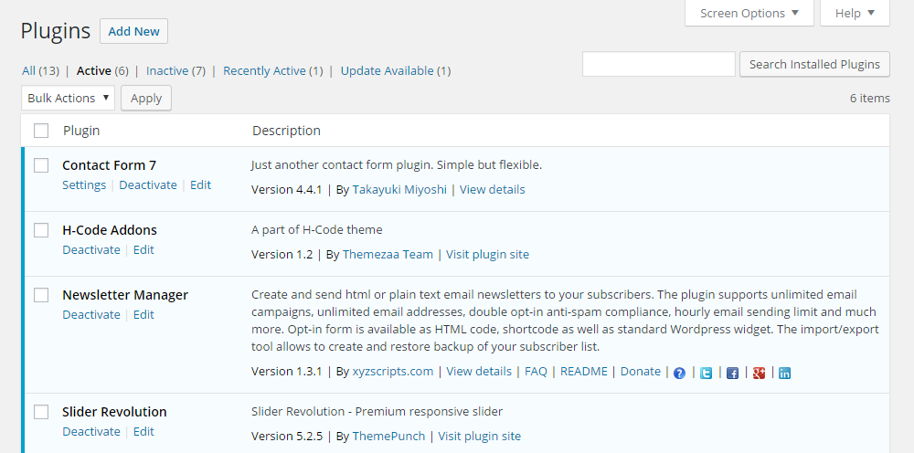Plugins d'examen de thème H-Code