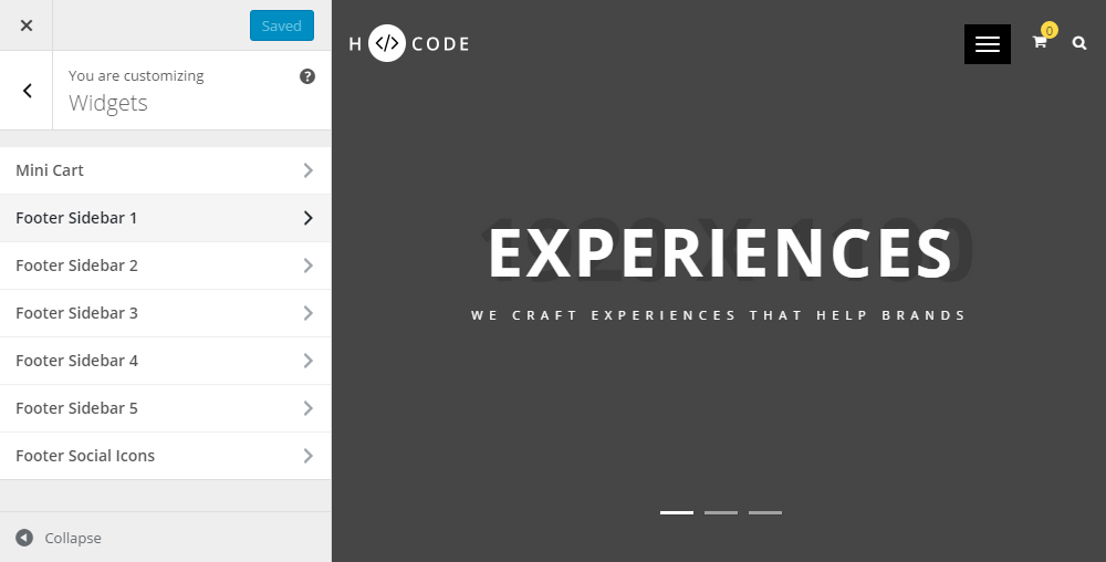 Widgets d'examen du thème H-Code