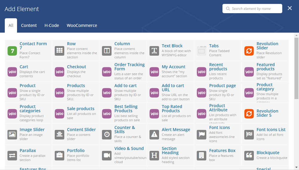 Examen du thème H-Code Éléments du compositeur visuel