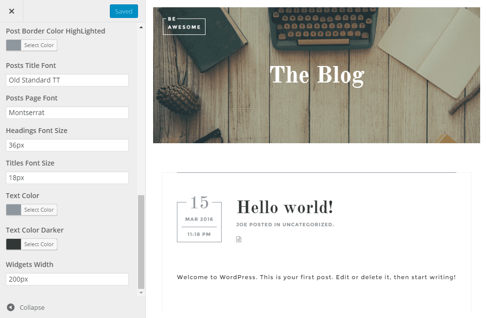 Pengaturan Blog Penyesuai Ulasan Tema BeAwesome