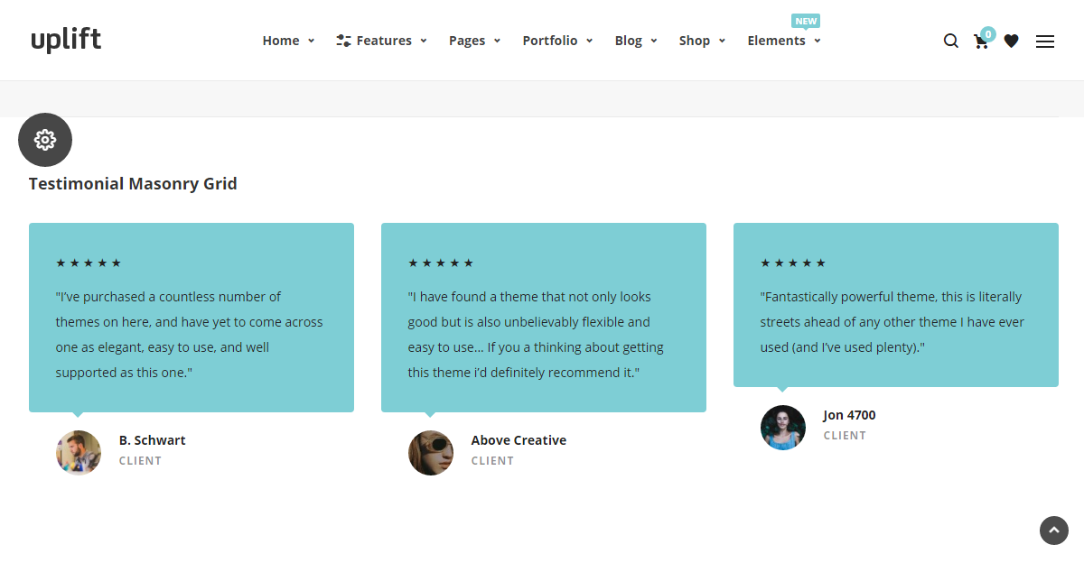 Témoignages de révision de thème WordPress Uplift